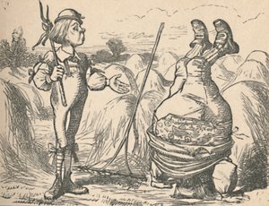 Der Jugendliche spricht mit seinem Vater, der einen Handstand macht, 1889 von John Tenniel