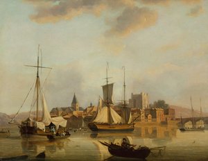 Ansicht von Rochester mit Schiffen von John Thomas Serres