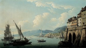 Die Küste von Genua mit dem Leuchtturm