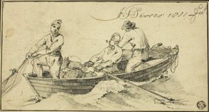 Drei Fischer in einem Boot
