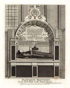 Edmund Plowdens Denkmal an der Nordwand in der Temple Church