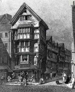Häuser, die kürzlich an der West Ecke der Chancery Lane, Fleet Street standen, veröffentlicht 1812