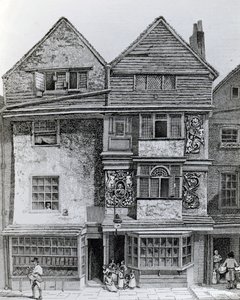 Häuser auf der Südseite einer Straße namens London Wall, veröffentlicht 1812