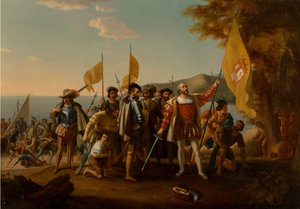 Die Landung von Kolumbus, zweite Hälfte des 19. Jahrhunderts