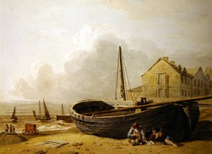 Ein Fischerboot am Strand von Hastings von John Varley