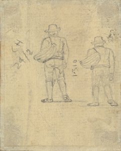 Zwei Studien einer Figur mit einem Korb (verso)