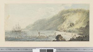 F.39 Eine Ansicht von Karakakooa, in Owyhee, um 1783-84 (Aquarell) von John Webber