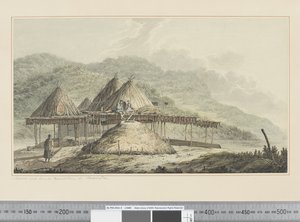 F.42 Sommer- und Winterbehausungen in Kamschatka, um 1783-84 (Aquarell) von John Webber