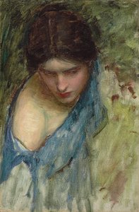 Nymphen finden den Kopf des Orpheus: eine Skizze der Nymphe links von John William Waterhouse
