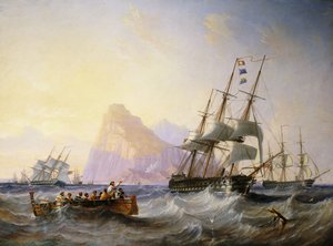 Britische Kriegsschiffe vor Gibraltar, 1855 von John Wilson Carmichael