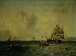 Schiffe bei leichtem Wind vor Whitby