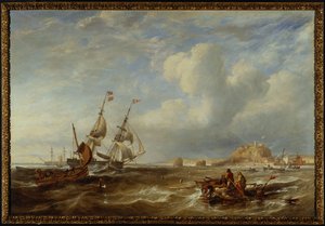 Die 78-Tonnen-Brigg "The Advocate" vor St. Helier, Jersey, 1749 von John Wilson Carmichael