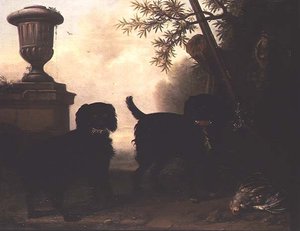 Zwei Hunde in einer Landschaft