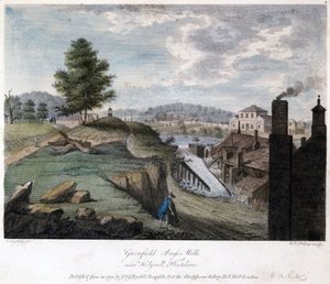 Greenfield Messingmühlen, nahe Holywell, Flintshire, graviert von W.C. Wilson, ca. 1792