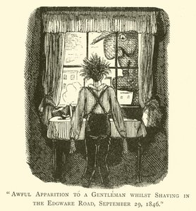 Schreckliche Erscheinung eines Gentlemans beim Rasieren in der Edgware Road, 29. September 1846 von John after Leech