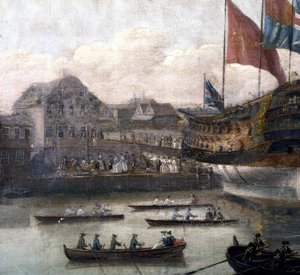 Start im Dockyard von Deptford, ca. 1750 (Detail)