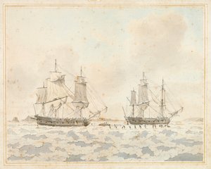 Die britischen Schiffe Racehorse und Carcass, im Eis während einer Arktisexpedition gefangen, 31. Juli von John the Younger Cleveley