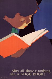 Plakat eines Jungen, der ein Buch liest