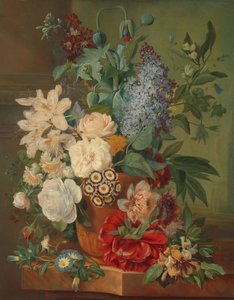Blumen in einer Terrakottavase von Jonas Albertus Brandt