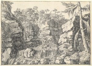 Ein Wasserfall zwischen felsigen Klippen von Jonas Umbach