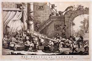 The Political Clyster, Druck von William Hogarth, 1757 von Jonathan Swift
