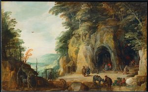 Einsiedelei von Mönchen in den Felsen von Joos de (follower of) Momper