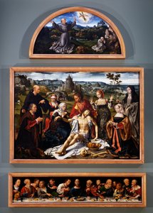 Altarbild der Kreuzabnahme, mit den Stigmata des Hl. Franziskus, der Kreuzabnahme Christi und dem Letzten Abendmahl aus der Kirche der Minderbrüder in Genua