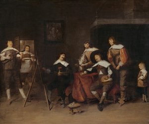 Ein Künstler malt das Porträt eines jungen Lords in Antwerpen