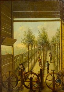 Kleingartenbahn am Jaagpad in Gouda im Jahr 1795 von Joris Herst