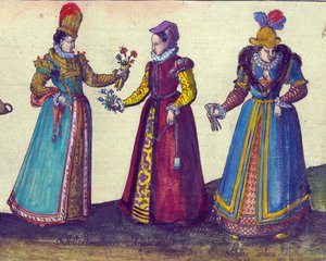 Englische Frauen der elisabethanischen Ära, 1598 (Detail)