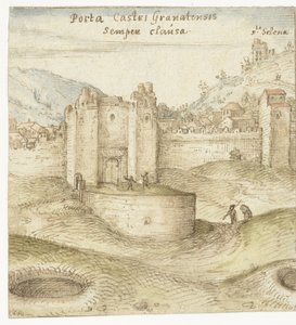 Geschlossenes Tor zur Burg (Alhambra) in Granada von Joris Hoefnagel