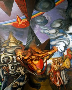Fresko von Jose Clemente Orozco an der Decke des Auditoriums des Hospital de la Raza in Mexiko-Stadt, Mexiko