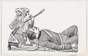 Ein Revolutionär mit einem Gewehr, der kniet, um einen gefallenen Revolutionär zu schützen, ca. 1880-1910