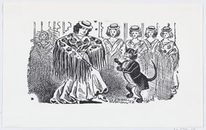Eine Frau tanzt mit einer Katze im Anzug, ca. 1880-1910