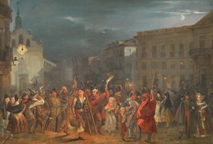 Die Nacht der Heiligen Drei Könige an der Puerta del Sol, Madrid von José Castelaro y Perea