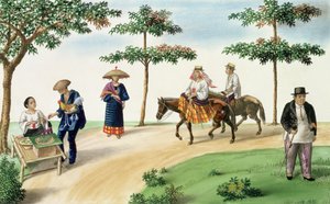 Eine Straßenszene, aus "The Flebus Album of Views In and Around Manila", ca. 1845
