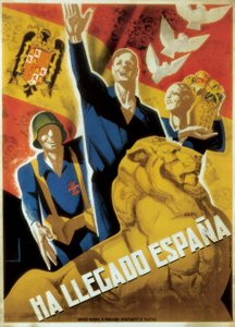 Spanischer Bürgerkrieg (1936-1939): Spanien ist angekommen, ca. 1936-39 (Plakat) von Jose Morell