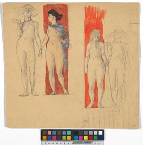 Vier Frauenakte (Studie zum Ferdinand Raimund Zyklus im Schloss Kogl, Attergau?)