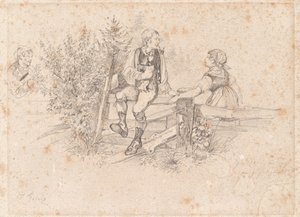 Belauschtes bäuerliches Liebespaar von Josef Gisela