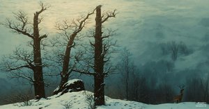 Steinhaufen im Schnee (Panorama)