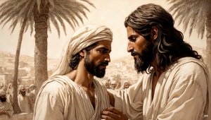 Jesus heilt den blinden Bettler von Josef Johann Michel