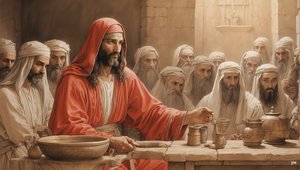 Jesus sagt den Dienern, füllt die Wasserkrüge - Hochzeit von Kanaan von Josef Johann Michel