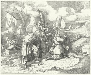 Gustav II. Adolf von Schweden landet in Deutschland, um in den Dreißigjährigen Krieg einzutreten von Josef Mathias (after) Trenkwald