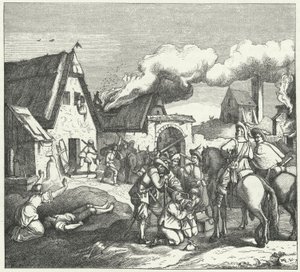 Kaiserliche Truppen plündern nach der Schlacht bei Nördlingen, 1634