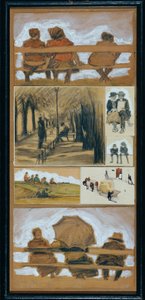 Studien aus dem Park (7 Skizzen) von Josef Wawra
