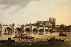 Ansicht der Westminster Bridge, Abbey und Hall, graviert von J.C. Stadler