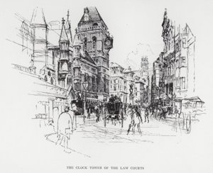 Der Uhrturm der Gerichte (Lithografie) von Joseph (after) Pennell