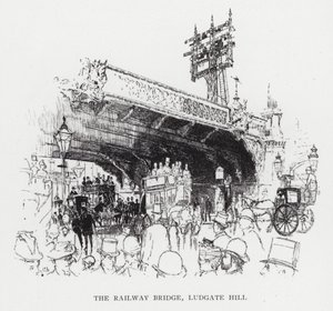 Die Eisenbahnbrücke, Ludgate Hill von Joseph (after) Pennell