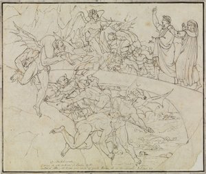 Am Pechsee der Krämer, der Ratsherr von Lucca (Dante Inferno, Canto 21, V 34) von Joseph Anton Koch