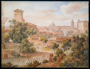 Blick vom Kloster S. Isidoro auf St. Peter in Rom von Joseph Anton Koch